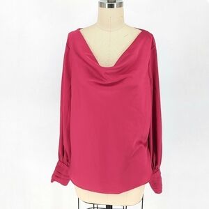 Joie Cowl Neck Satin Top Pink M preppy business casual barbiecore classic office